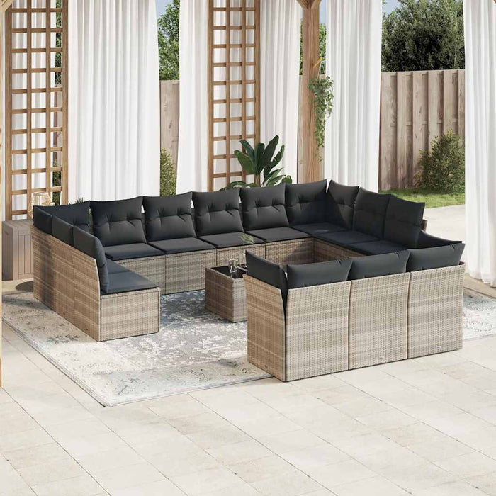 Set mobilier de grădină cu perne,14 piesegri deschis, poliratan - WALTI WALTI