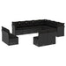 Set canapele de grădină, 12 piese, cu perne, negru, poliratan - WALTI WALTI