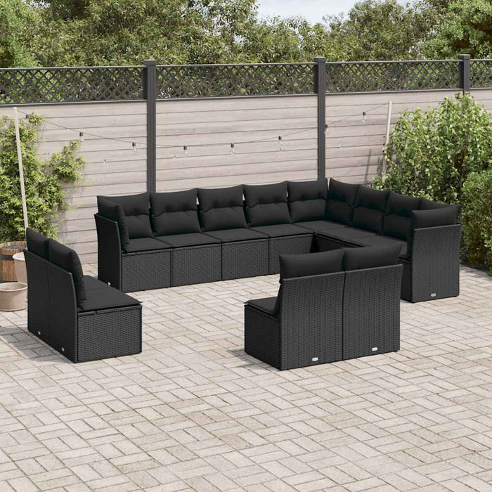 Set canapele de grădină, 12 piese, cu perne, negru, poliratan - WALTI WALTI