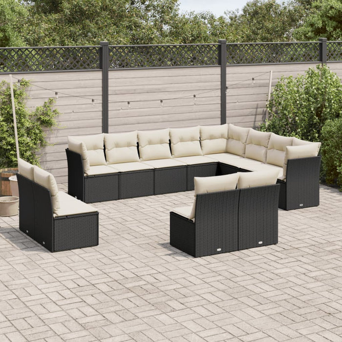 Set canapele de grădină, 12 piese, cu perne, negru, poliratan - WALTI WALTI