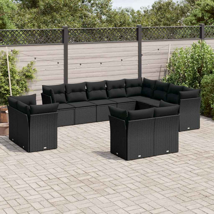 Set canapele de grădină, 12 piese, cu perne, negru, poliratan - WALTI WALTI