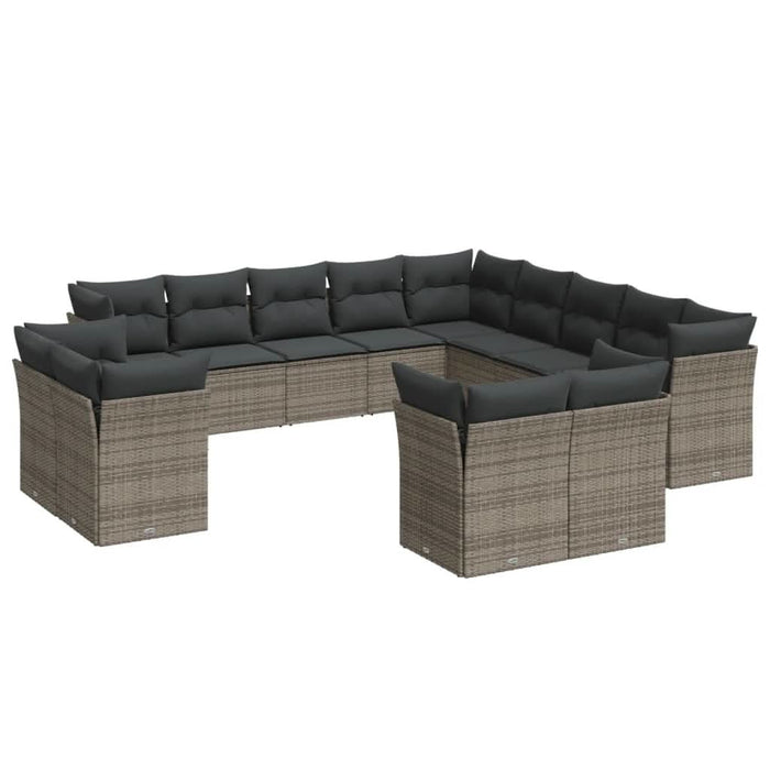 Set mobilier de grădină cu perne, 13 piese, gri, poliratan - WALTI WALTI