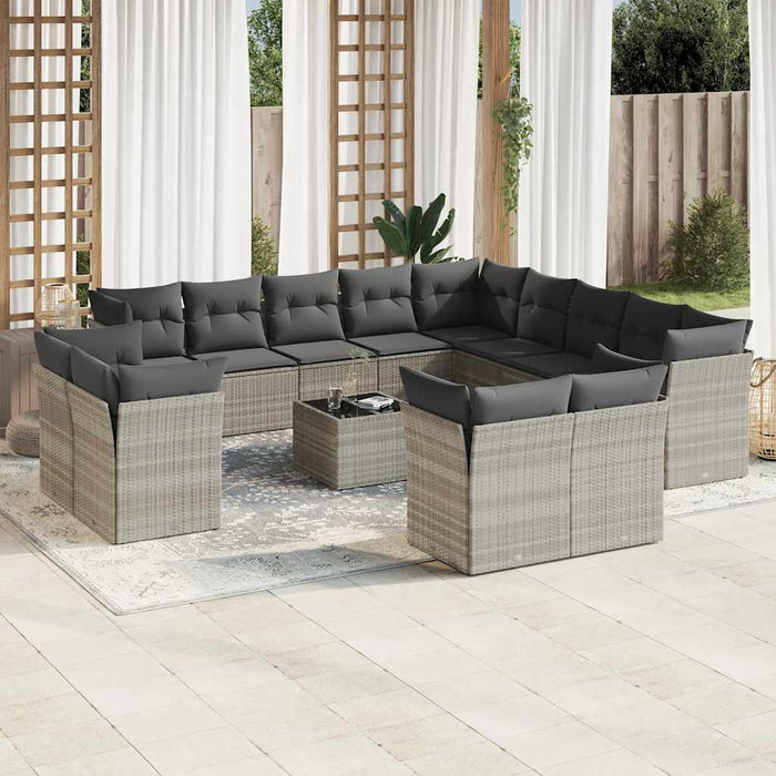Set mobilier de grădină cu perne,14 piesegri deschis, poliratan - WALTI WALTI