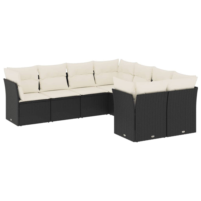 Set mobilier de grădină cu perne, 8 piese, negru, poliratan - WALTI WALTI