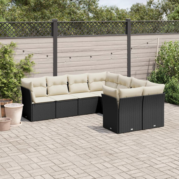 Set mobilier de grădină cu perne, 8 piese, negru, poliratan - WALTI WALTI
