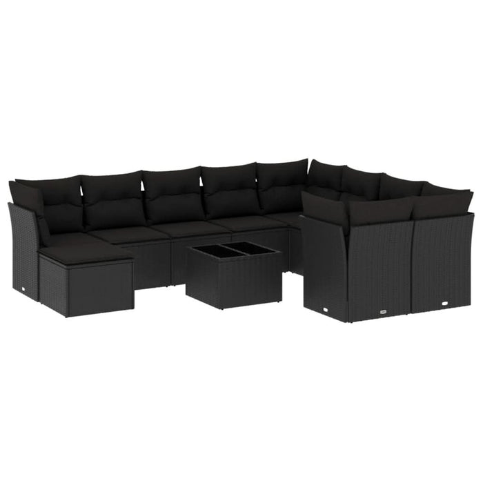 Set canapele de grădină cu perne, 11 piese, negru, poliratan - WALTI WALTI