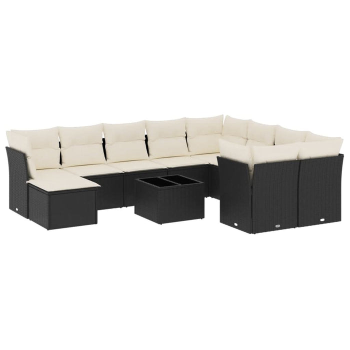 Set canapele de grădină cu perne, 11 piese, negru, poliratan - WALTI WALTI