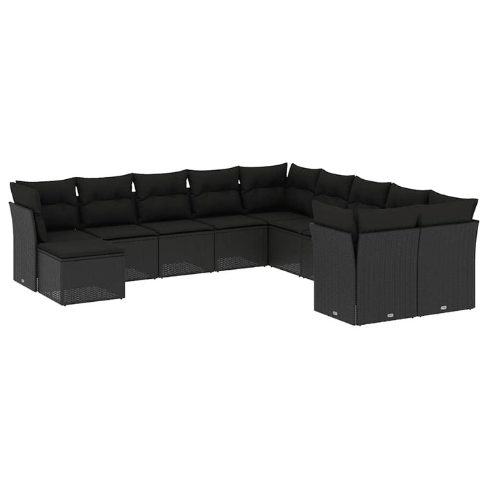 Set canapele de grădină cu perne, 11 piese, negru, poliratan - WALTI WALTI