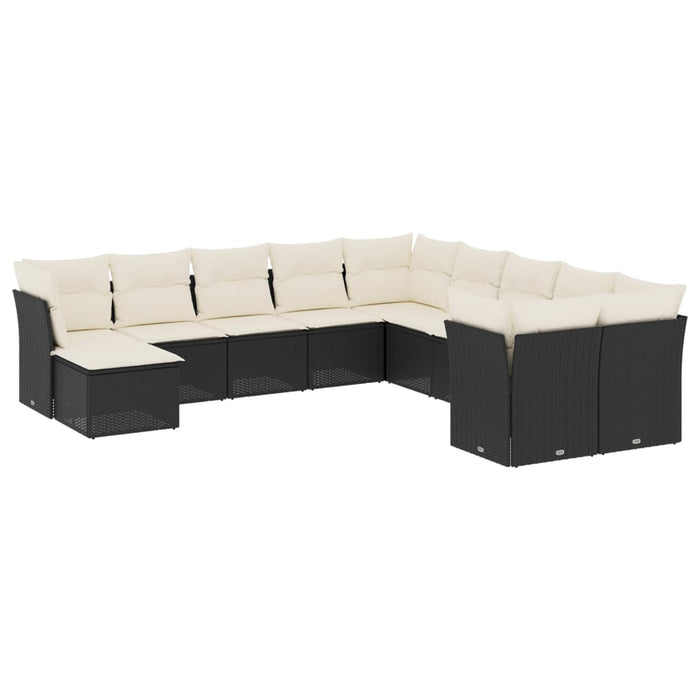 Set canapele de grădină cu perne, 11 piese, negru, poliratan - WALTI WALTI
