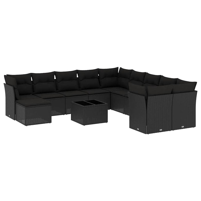 Set canapele de grădină, 12 piese, cu perne, negru, poliratan - WALTI WALTI