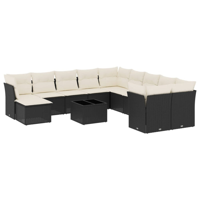 Set canapele de grădină, 12 piese, cu perne, negru, poliratan - WALTI WALTI
