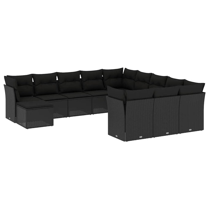 Set canapele de grădină, 12 piese, cu perne, negru, poliratan - WALTI WALTI