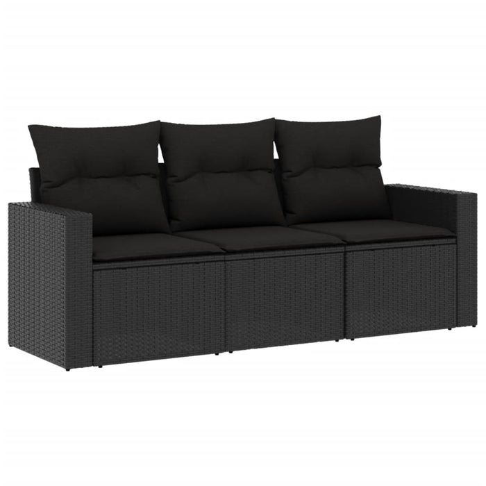 Set mobilier de grădină cu perne, 3 piese, negru, poliratan - WALTI WALTI