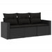 Set mobilier de grădină cu perne, 3 piese, negru, poliratan - WALTI WALTI