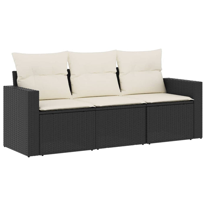 Set mobilier de grădină cu perne, 3 piese, negru, poliratan - WALTI WALTI