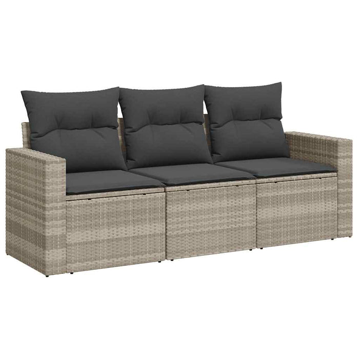 Set canapele de grădină cu perne, 3 piese gri deschis poliratan - WALTI WALTI