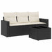 Set mobilier de grădină cu perne, 4 piese, negru, poliratan - WALTI WALTI