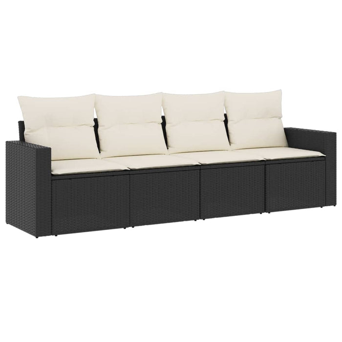 Set mobilier de grădină cu perne, 4 piese, negru, poliratan - WALTI WALTI