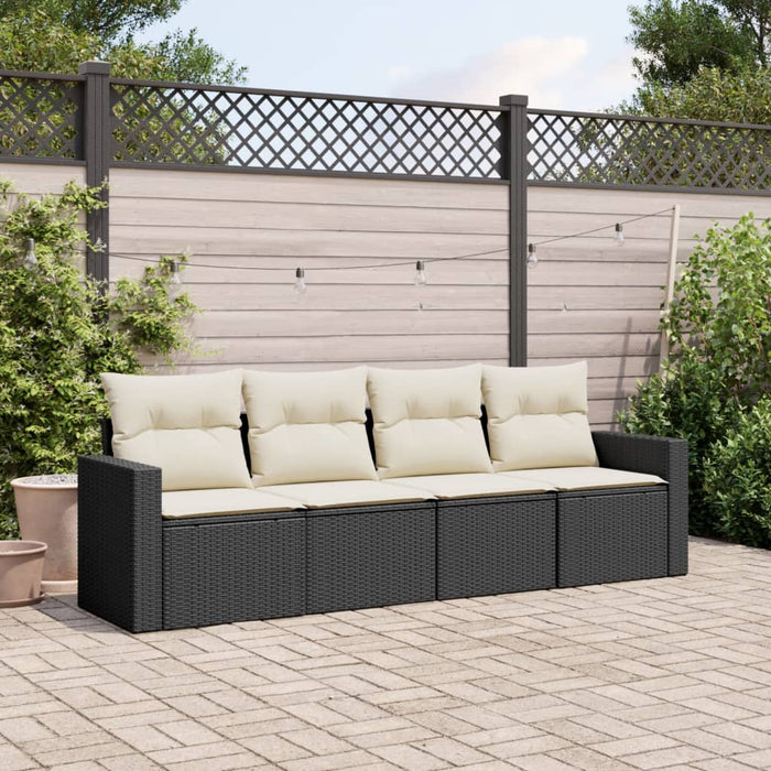 Set mobilier de grădină cu perne, 4 piese, negru, poliratan - WALTI WALTI