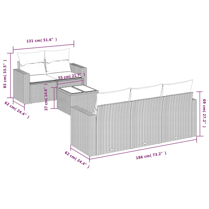Set mobilier de grădină cu perne, 6 piese, negru, poliratan - WALTI WALTI