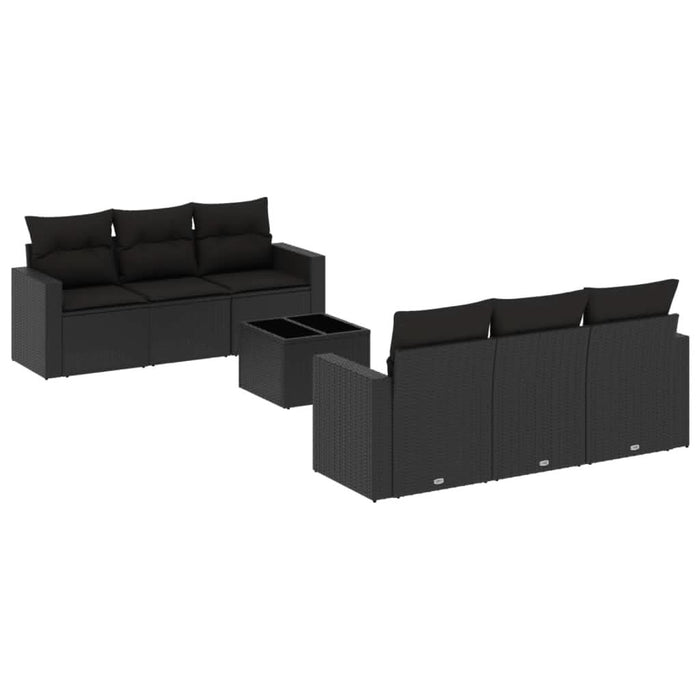 Set canapele de grădină cu perne, 7 piese, negru, poliratan - WALTI WALTI