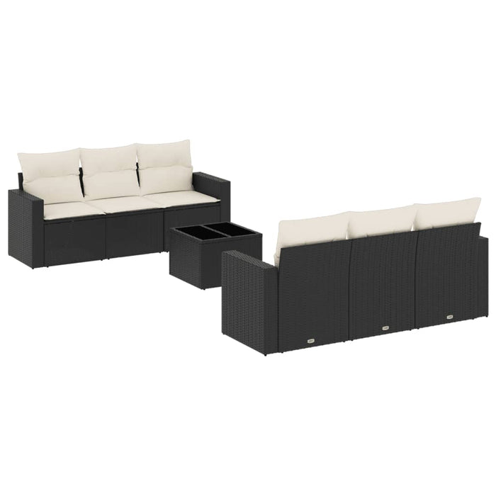 Set canapele de grădină cu perne, 7 piese, negru, poliratan - WALTI WALTI