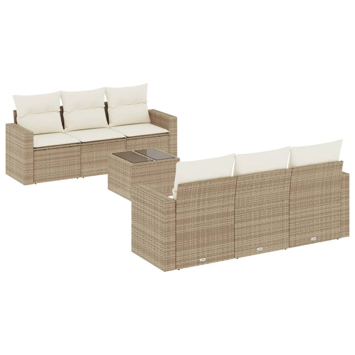 Set canapele de grădină, 7 piese, cu perne, bej, poliratan WALTI