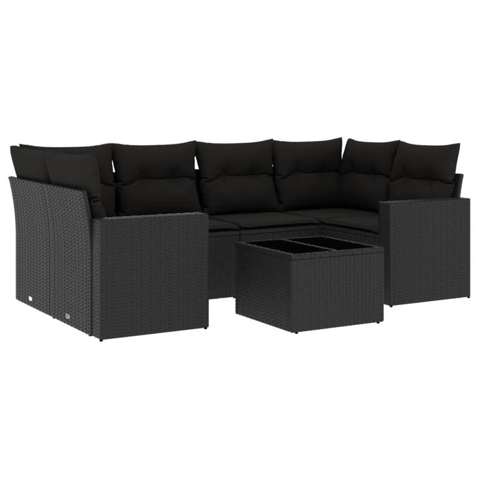 Set canapele de grădină cu perne, 7 piese, negru, poliratan - WALTI WALTI