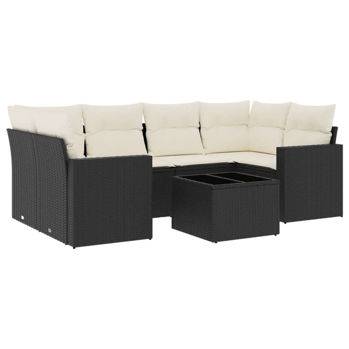 Set canapele de grădină cu perne, 7 piese, negru, poliratan - WALTI WALTI
