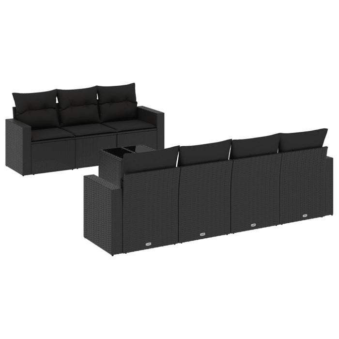 Set mobilier de grădină cu perne, 8 piese, negru, poliratan - WALTI WALTI