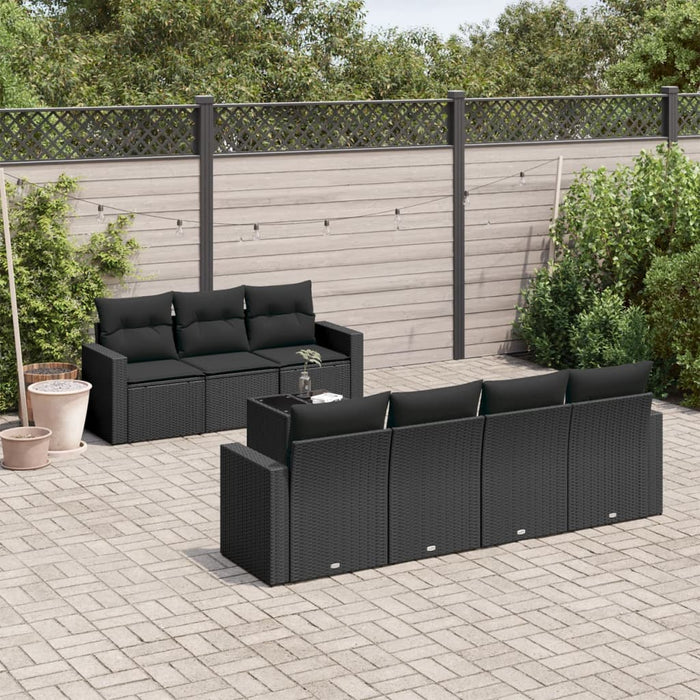Set mobilier de grădină cu perne, 8 piese, negru, poliratan - WALTI WALTI