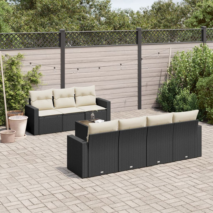 Set mobilier de grădină cu perne, 8 piese, negru, poliratan - WALTI WALTI