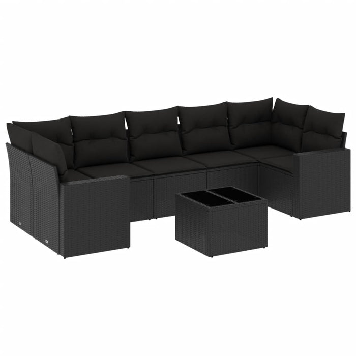 Set mobilier de grădină cu perne, 8 piese, negru, poliratan - WALTI WALTI