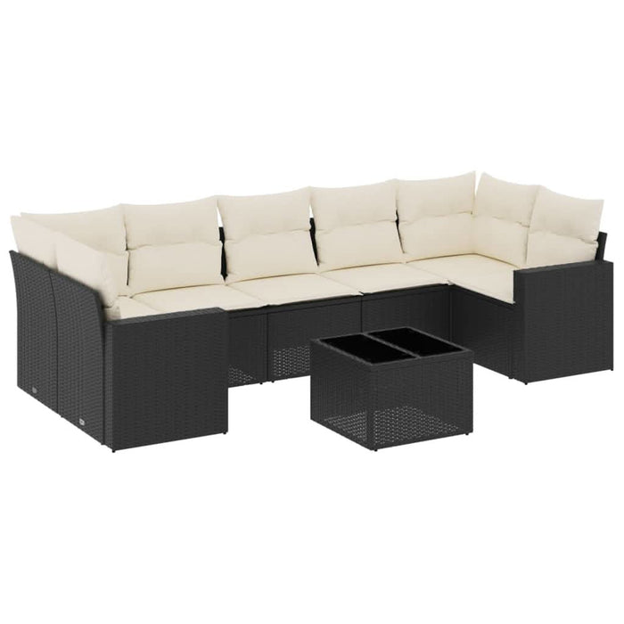 Set mobilier de grădină cu perne, 8 piese, negru, poliratan - WALTI WALTI