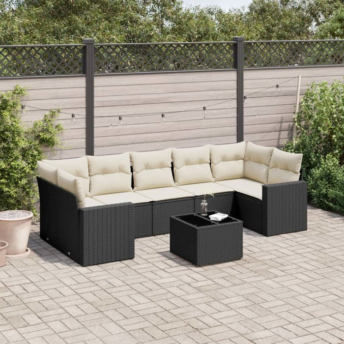 Set mobilier de grădină cu perne, 8 piese, negru, poliratan - WALTI WALTI