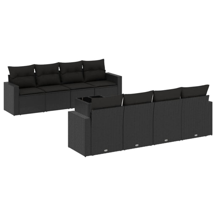 Set mobilier de grădină cu perne, 9 piese, negru, poliratan - WALTI WALTI