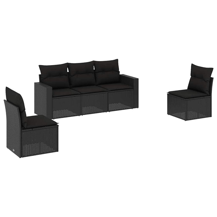 Set mobilier de grădină cu perne, 5 piese, negru, poliratan - WALTI WALTI