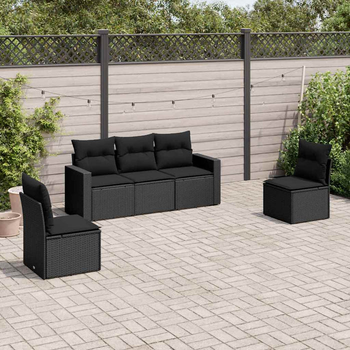 Set mobilier de grădină cu perne, 5 piese, negru, poliratan - WALTI WALTI