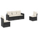 Set mobilier de grădină cu perne, 5 piese, negru, poliratan - WALTI WALTI