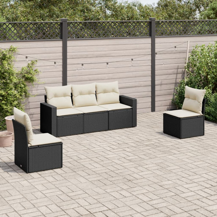 Set mobilier de grădină cu perne, 5 piese, negru, poliratan - WALTI WALTI