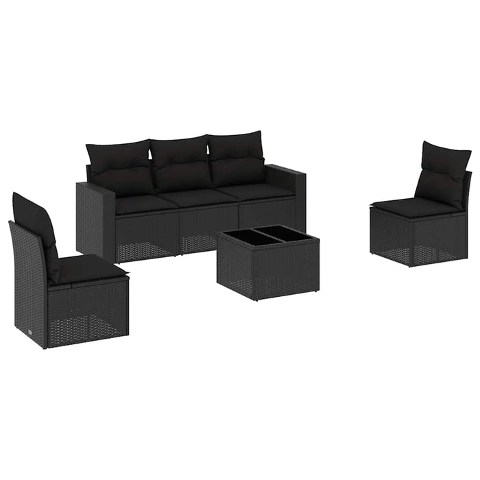Set mobilier de grădină cu perne, 6 piese, negru, poliratan - WALTI WALTI