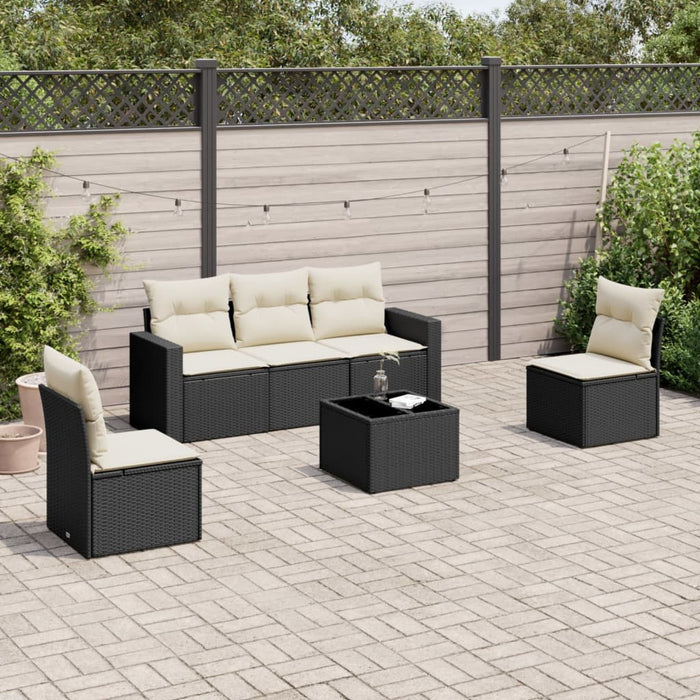 Set mobilier de grădină cu perne, 6 piese, negru, poliratan - WALTI WALTI