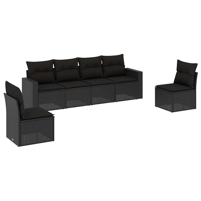 Set mobilier de grădină cu perne, 6 piese, negru, poliratan - WALTI WALTI