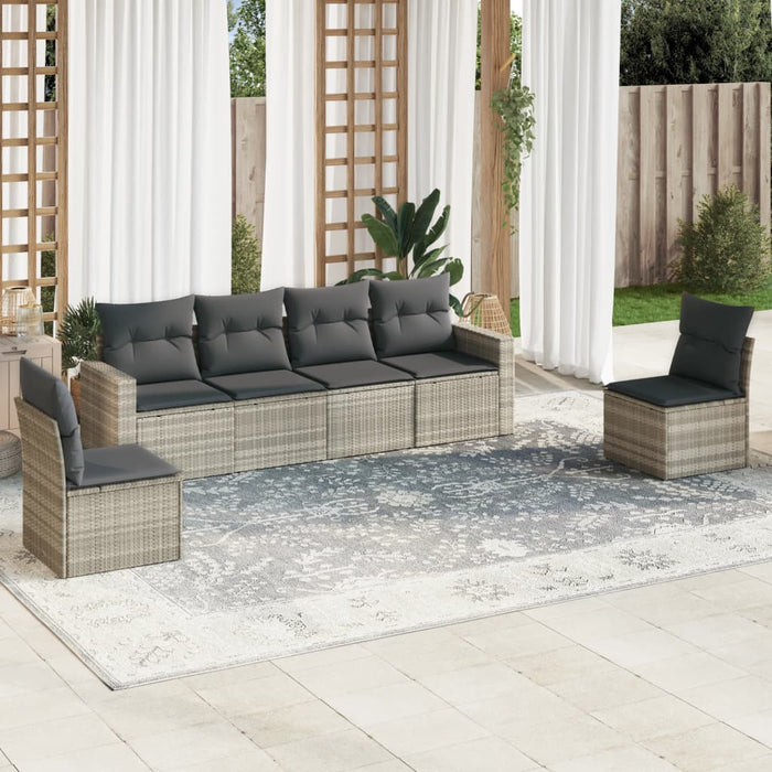 Set canapele de grădină cu perne, 6 piese gri deschis poliratan - WALTI WALTI