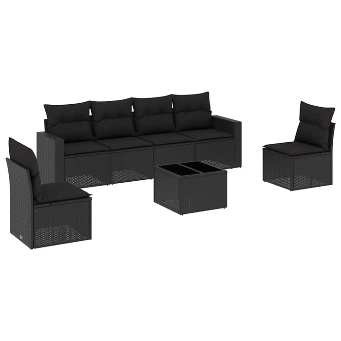 Set canapele de grădină cu perne, 7 piese, negru, poliratan - WALTI WALTI