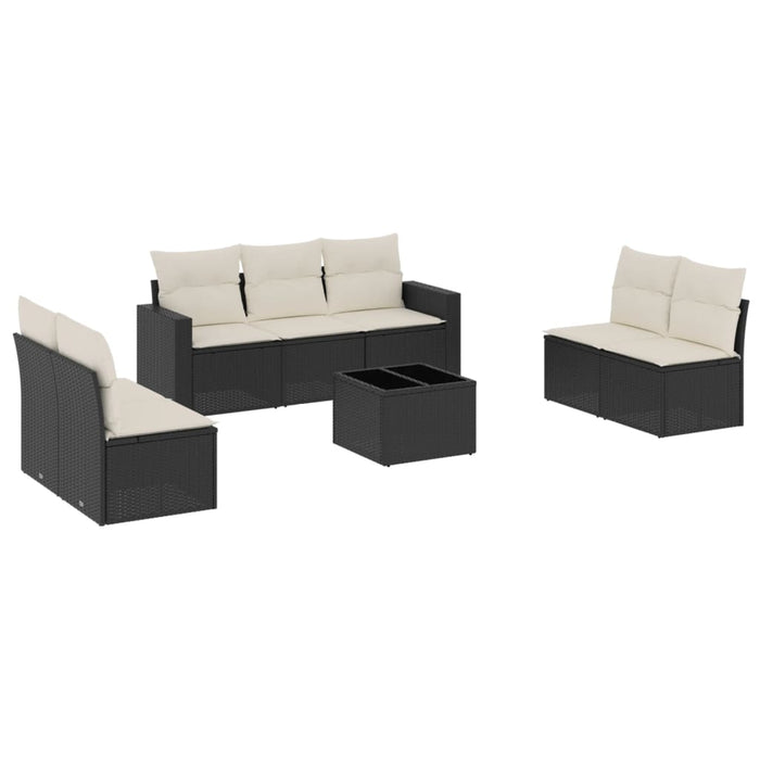 Set mobilier de grădină cu perne, 8 piese, negru, poliratan - WALTI WALTI