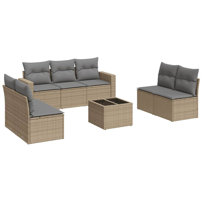 Set canapele de grădină, 8 piese, cu perne, bej, poliratan WALTI