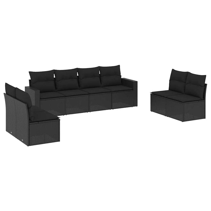 Set mobilier de grădină cu perne, 8 piese, negru, poliratan - WALTI WALTI