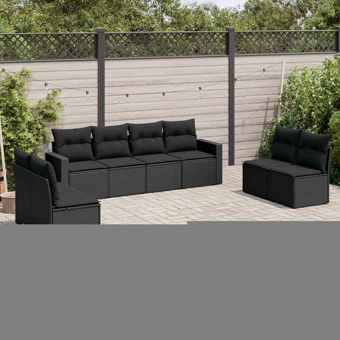 Set mobilier de grădină cu perne, 8 piese, negru, poliratan - WALTI WALTI
