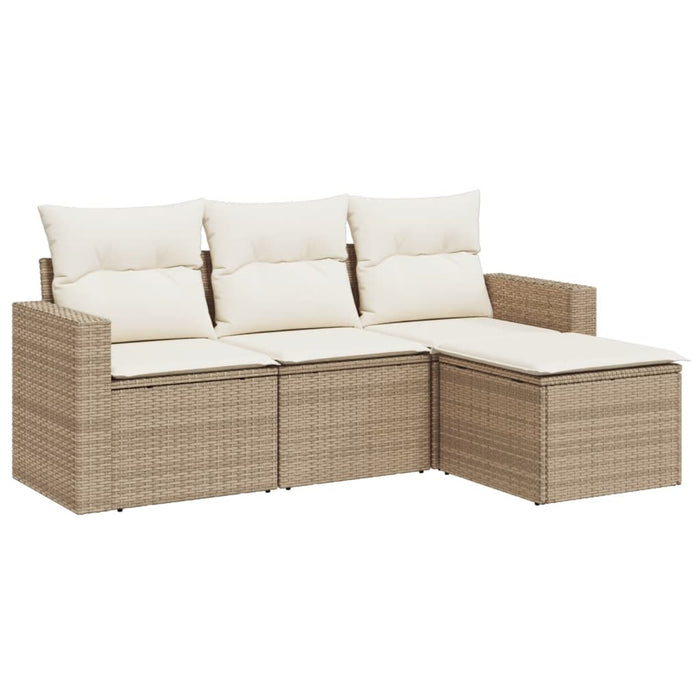 Set canapele de grădină, 4 piese, cu perne, bej, poliratan WALTI